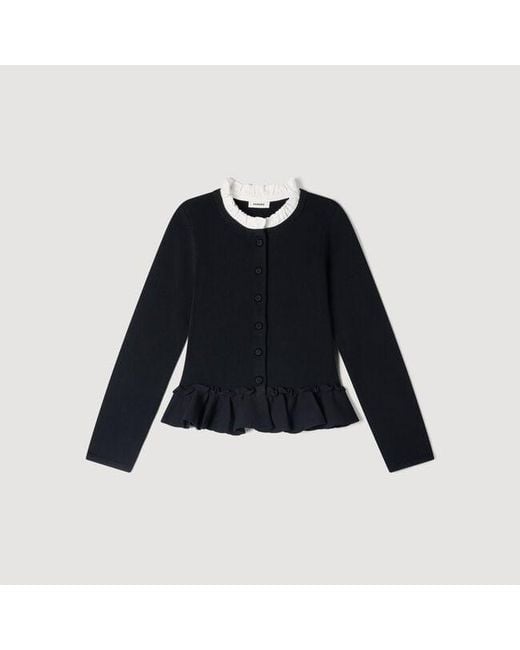 Sandro Black Victorian Collar Cardigan