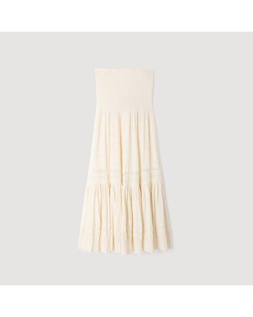Sandro Natural Long Knit Skirt