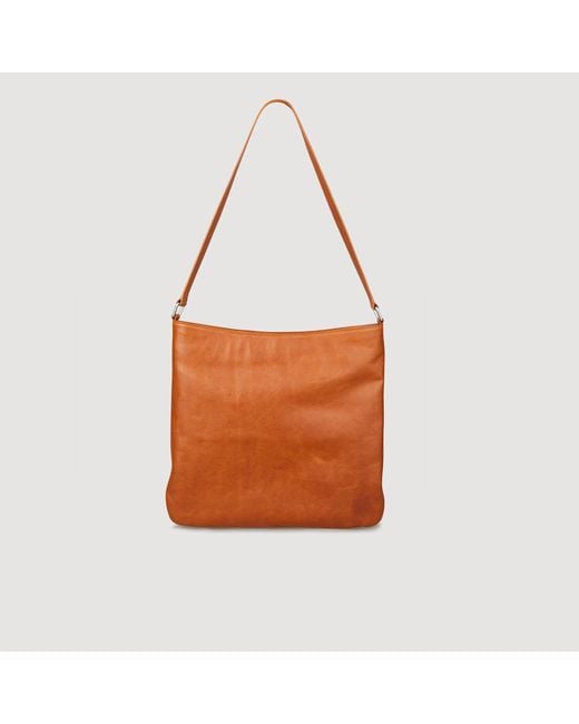 Sandro Brown Grained Leather Shoulder Bag for men