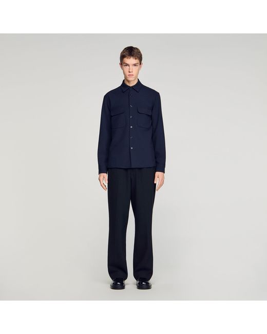 Sandro Blue Patch Pocket Shirt for men