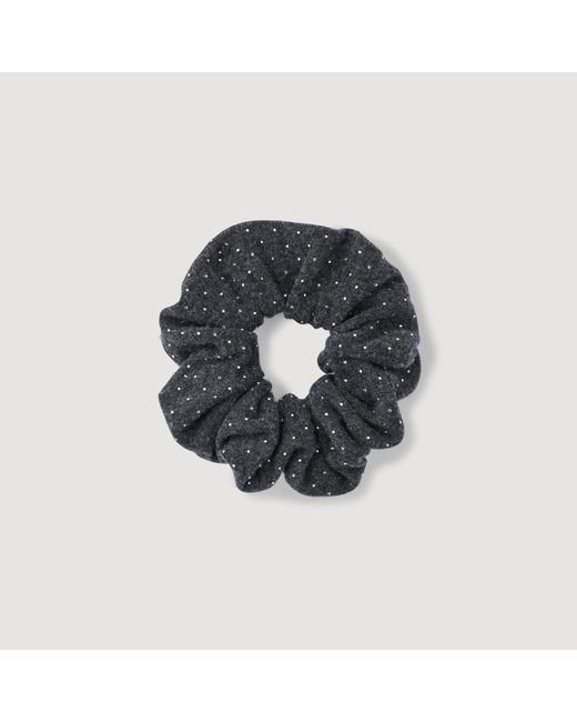 Sandro Gray Rhinestone Knit Scrunchie