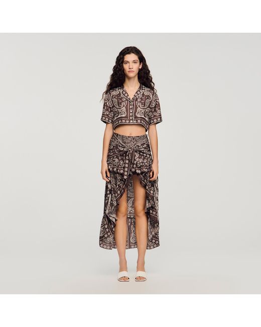 Sandro Multicolor Bandana Print Short Skirt