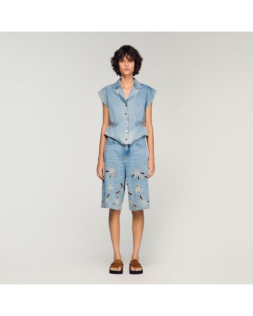 Sandro Blue Denim Top