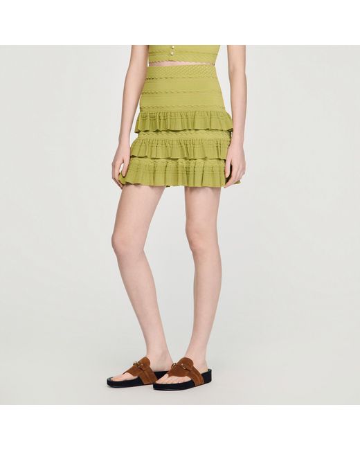Sandro Yellow Short Ruffled Skirt