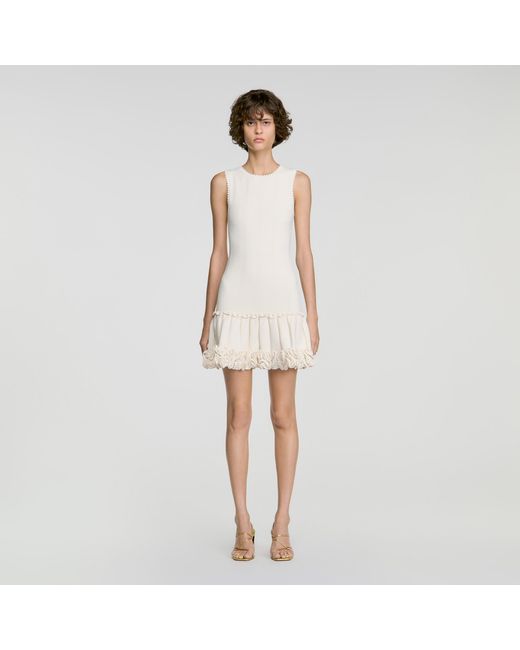 Sandro White Floral Knit Mini Dress