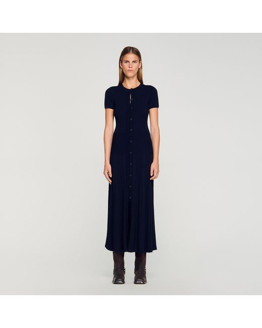 Sandro Blue Knit Maxi Dress