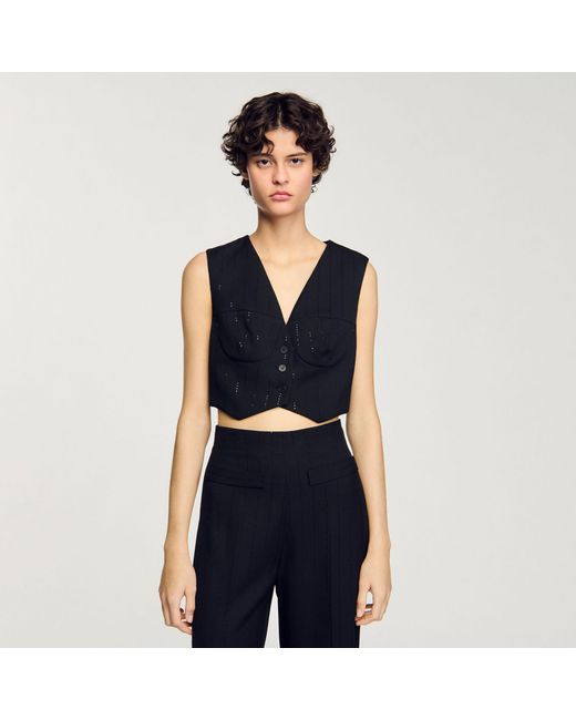 Sandro Blue Sequin Cropped Jacket