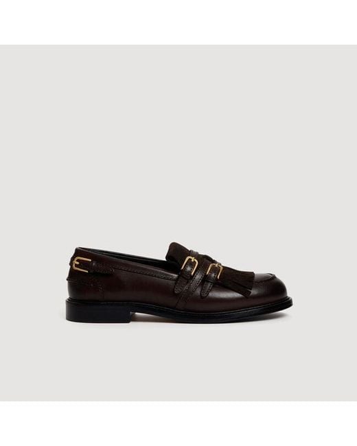 Sandro Black Buckle Loafers