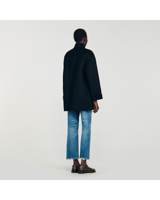 Sandro Blue Oversized Pea Coat