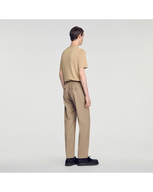 Sandro Natural Elasticated Wool Trousers for men
