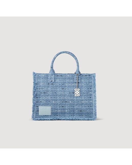 Cabas kasbah en tweed Sandro en coloris Blue