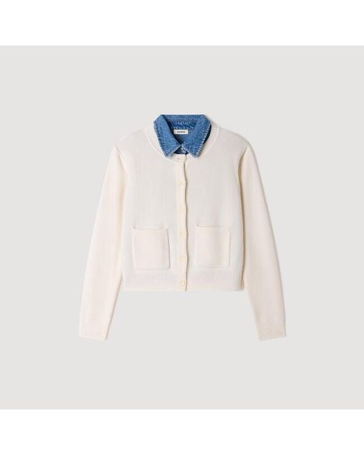 Sandro Blue 2-In-1 Effect Cardigan
