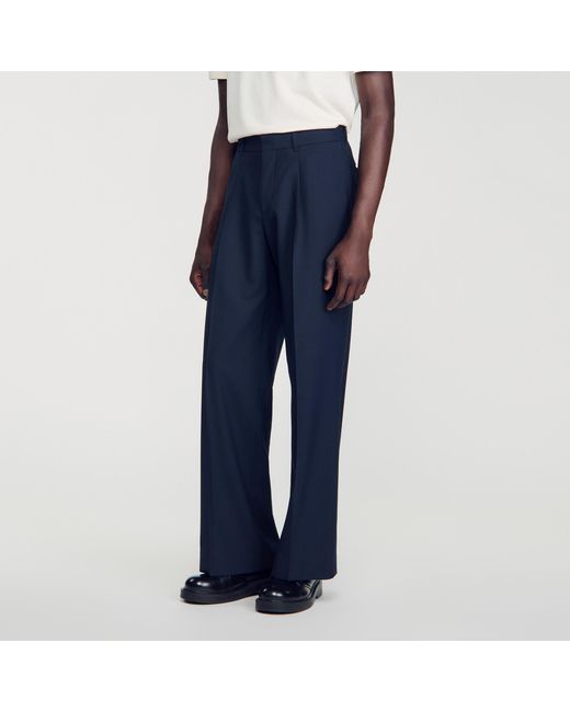 Sandro Blue Wool Suit Trousers for men