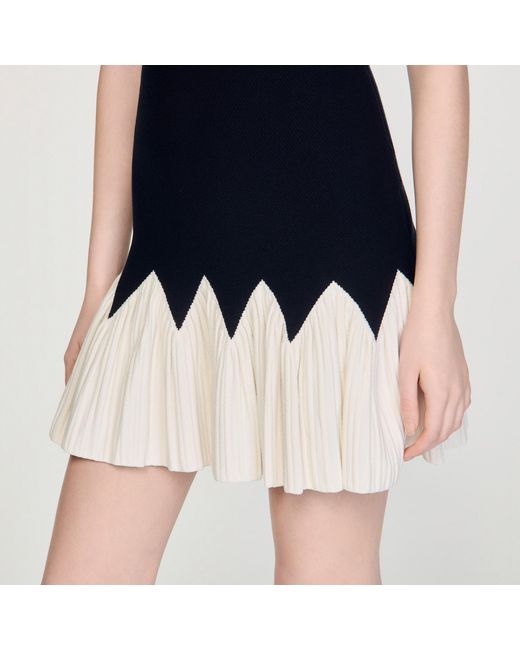 Sandro Blue Two-Tone Short Knit Dress