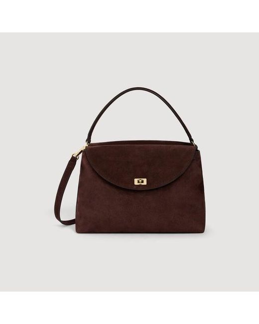 Sandro Brown Le Grand Bazaar Leather & Suede Bag