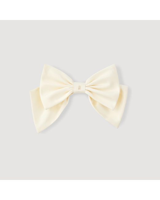 Sandro White Satin Bow Barrette