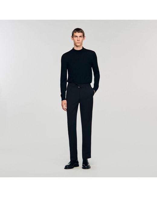 Sandro Blue Elasticated Straight-Leg Trousers for men