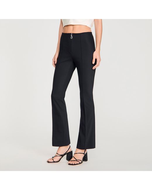 Sandro Black Pleat And Zip Trousers
