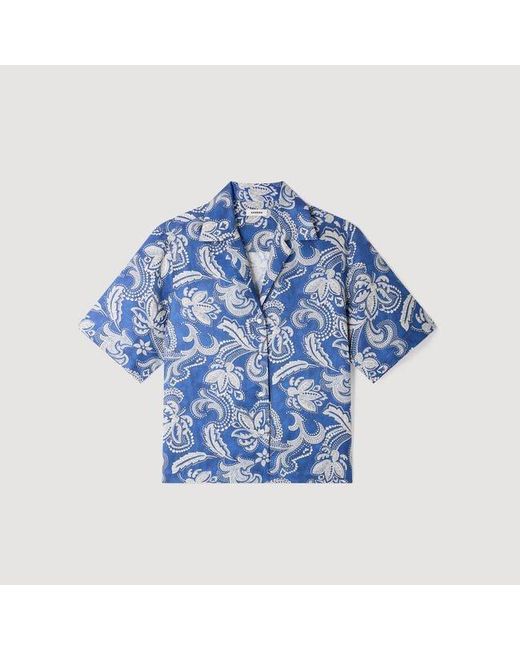 Sandro Blue Floral Print Shirt