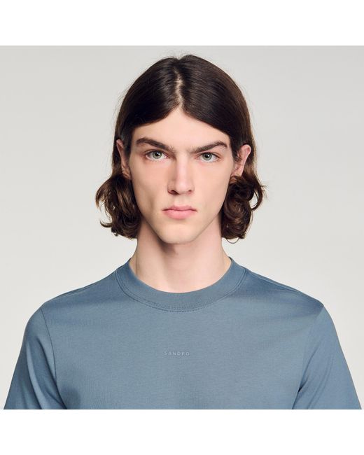 Sandro Blue Cotton T-Shirt for men
