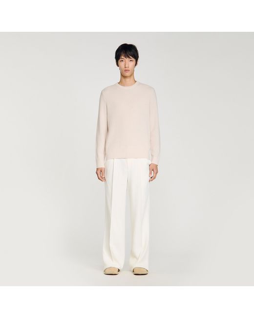 Sandro White Crew-Neck Sweater for men
