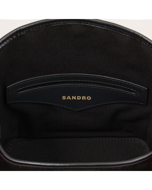 Sandro Black Mini Tangoso Suede And Leather Bag