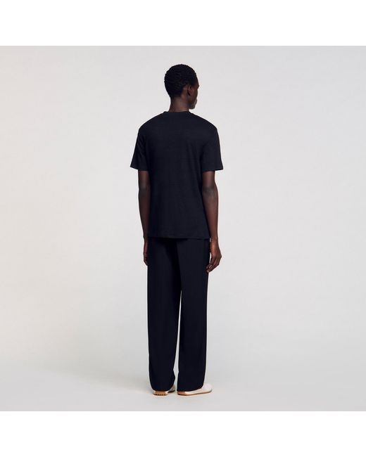 Sandro Blue Certified Linen T-Shirt for men