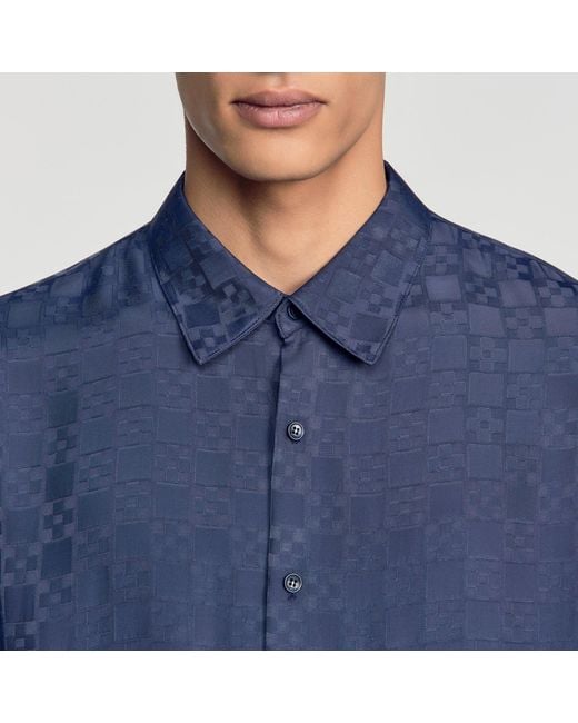 Sandro Blue Square Cross Loose-Fit Shirt for men
