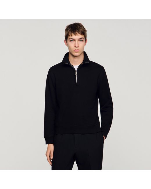 Sandro Black Cotton Sweatshirt for men