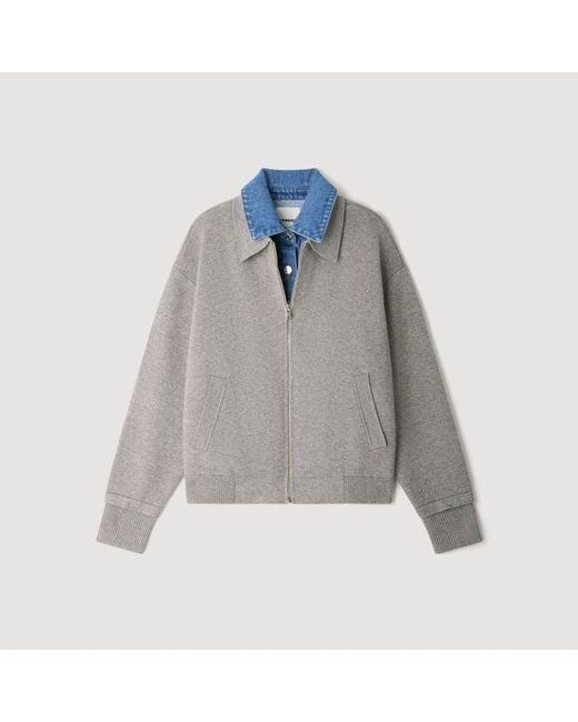 Sandro Blue 2-In-1 Zip Cardigan