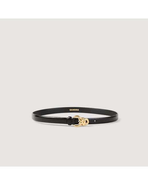 Sandro Black Slim Leather Belt