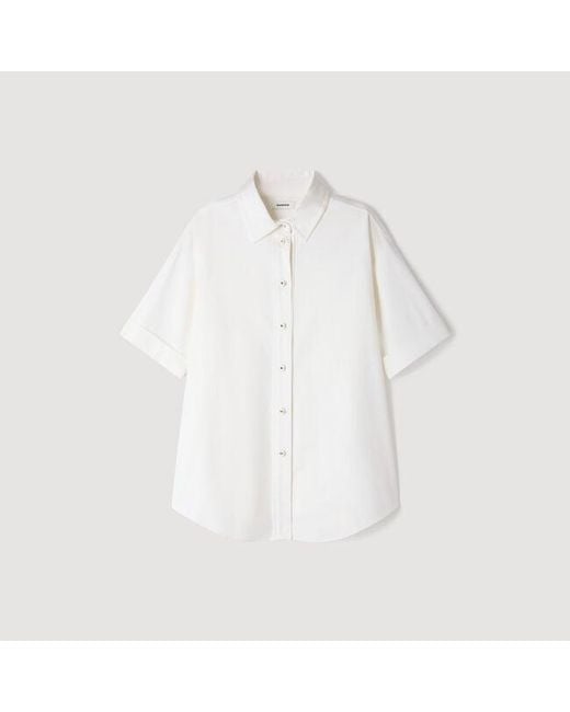 Sandro White Pleated Back Shirt