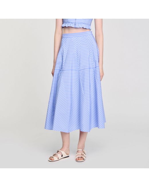 Sandro Blue Long Striped Skirt