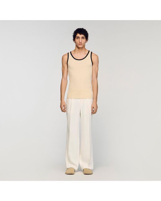 Sandro Natural Cotton Vest Top With Patch for men