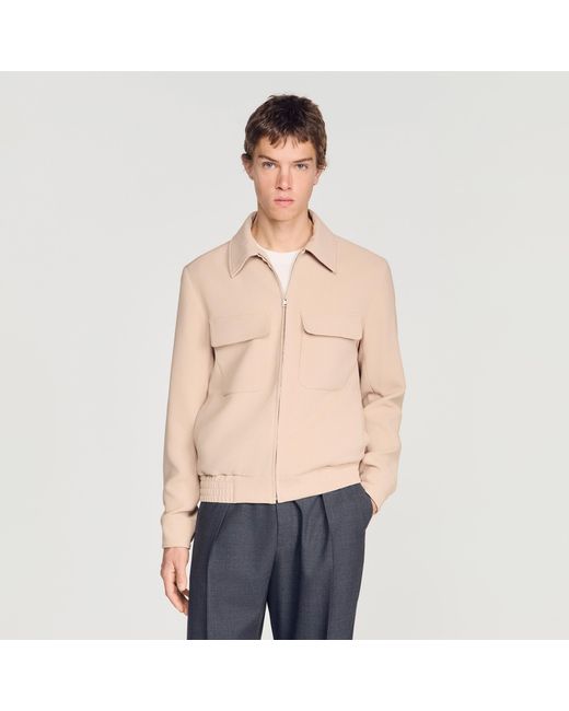 Sandro Blue Waffle-Effect Zip-Up Jacket for men