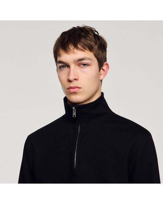 Sandro Black Cotton Sweatshirt for men