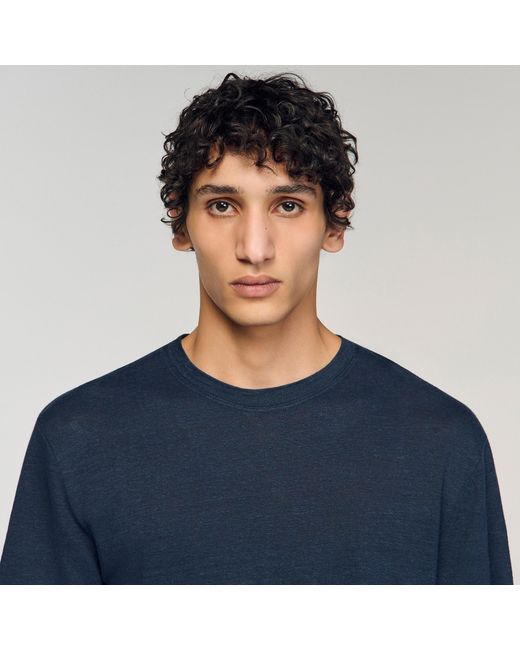 Sandro Blue Certified Linen T-Shirt for men