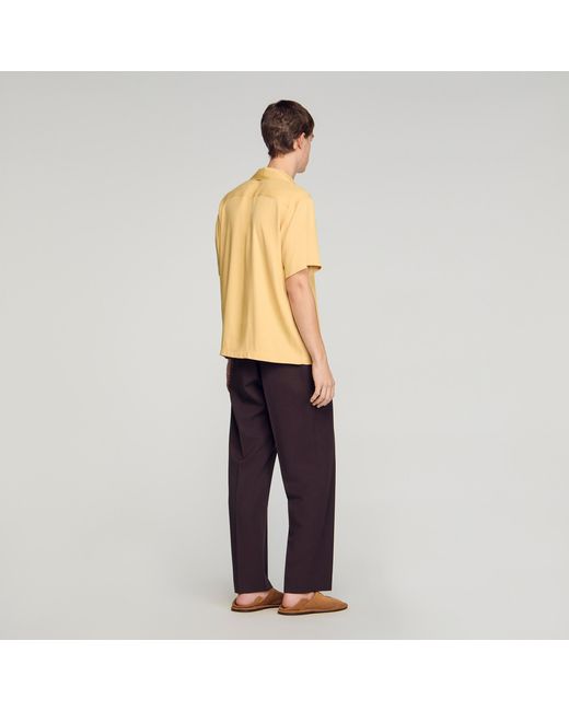Sandro Metallic Loose-Fit Shark Collar Shirt for men
