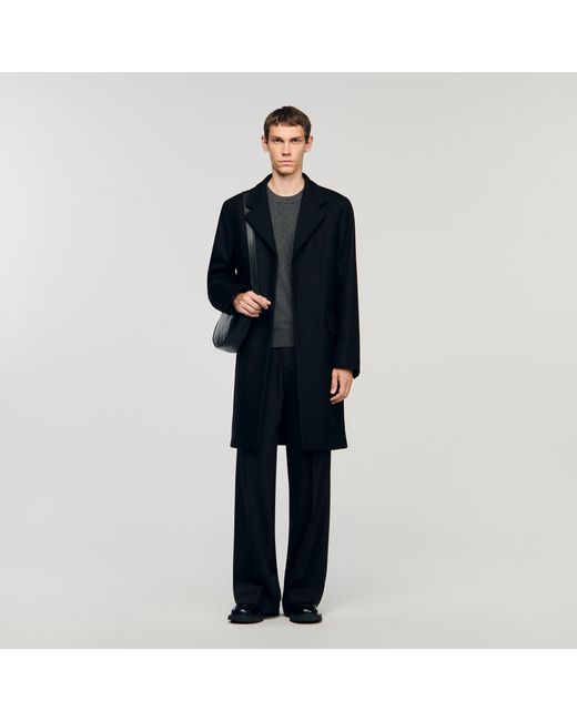 Sandro Blue Wool And Cashmere Coat for men