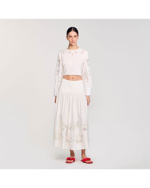 Sandro Pink Poplin Crop Top