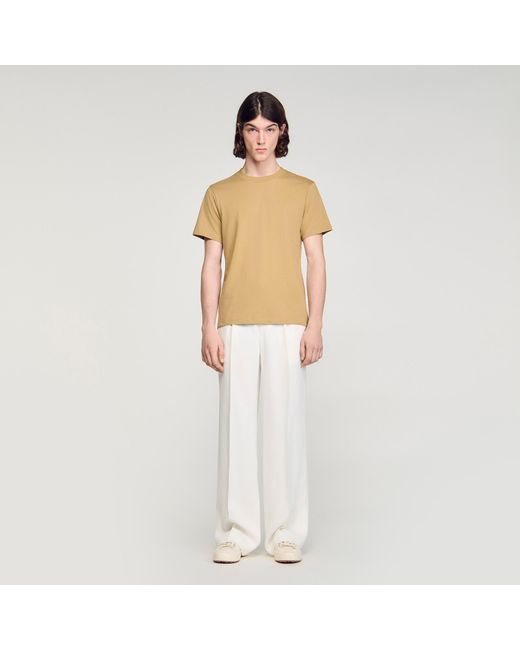Sandro White Cotton T-Shirt for men
