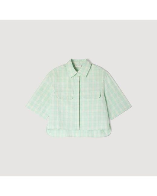 Sandro Green Short Checked Shirt