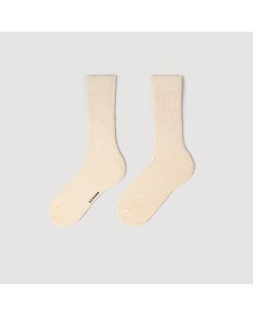 Sandro White Fine Silk Socks for men