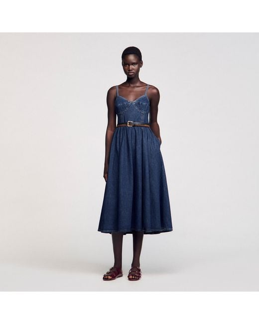 Sandro Blue Midi Denim Dress