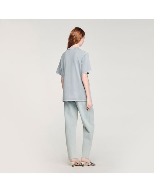 Sandro Blue Rhinestone T-Shirt