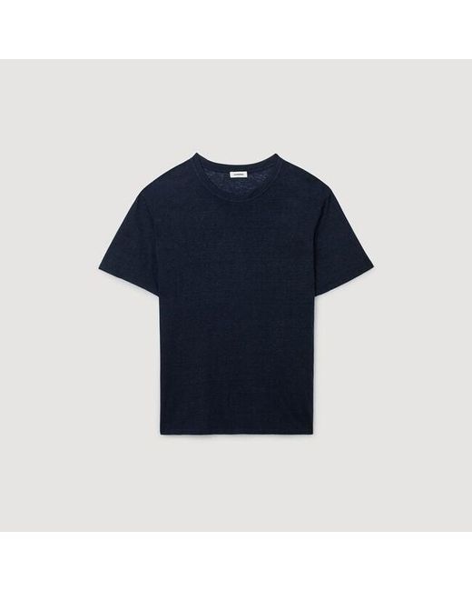 Sandro Blue Certified Linen T-Shirt for men