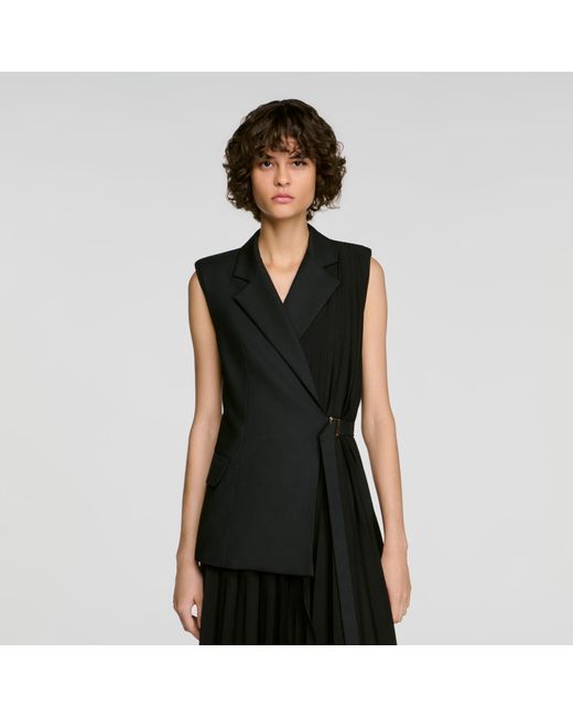 Sandro Black 2-In-1 Wraparound Maxi Dress