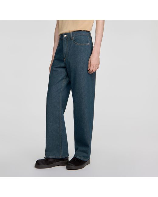 Sandro Blue Baggy Faded-Effect Jeans for men