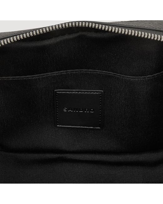 Sandro Black Small Reconstitued Leather Bag for men