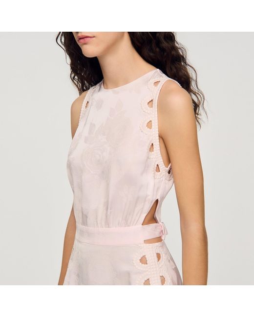 Sandro Pink Flower Jacquard Maxi Dress